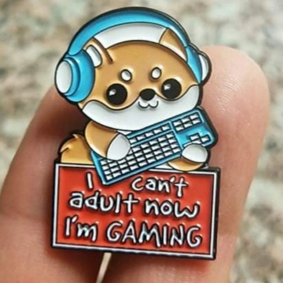Jewelry - *2 for $13* "Can't Adult Now I'm Gaming" Corgi Dog Enamel Pin
